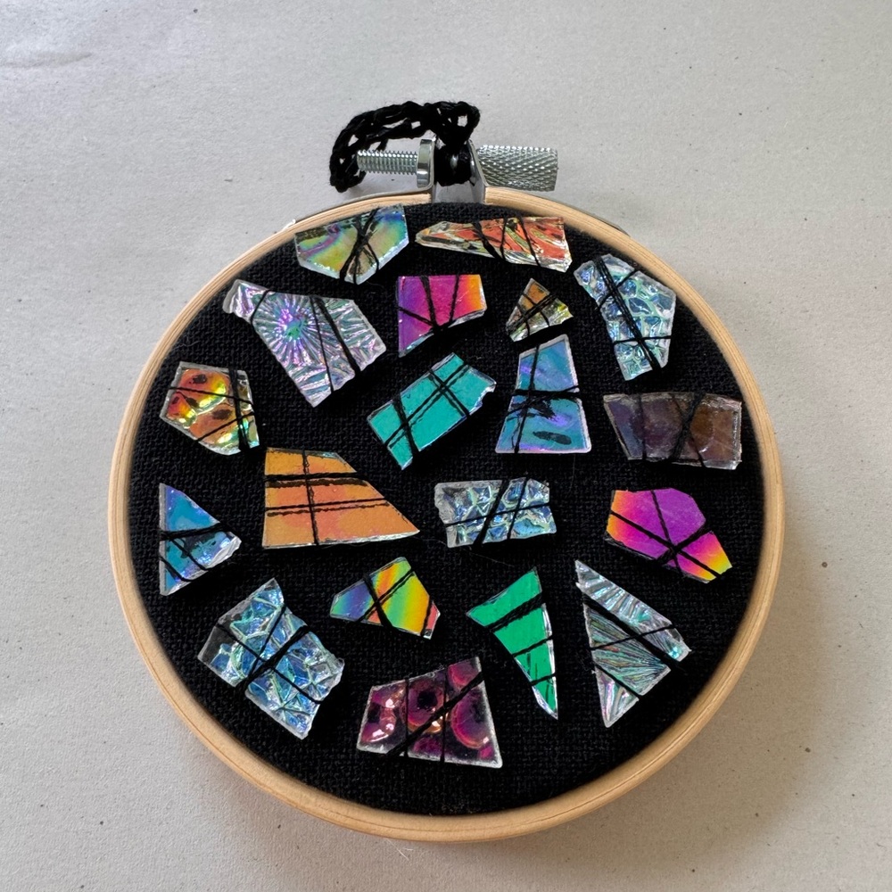 *HANDMADE* Custom Hand Stitched Glass Hoop Decor - Picture 2 of 4